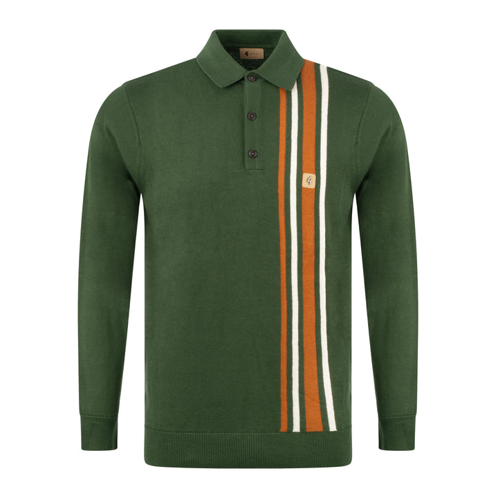 Gabicci Vintage Soda Stripe Knit Polo Forest