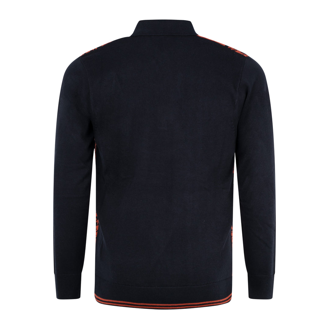 Gabicci Vintage Filmar Dogtooth Knit Polo Navy