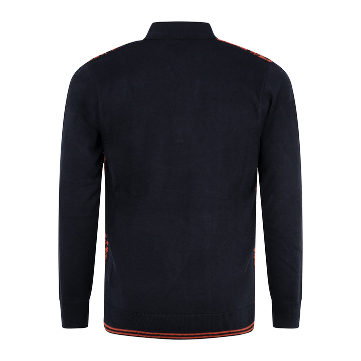 Gabicci Vintage Filmar Dogtooth Knit Polo Navy