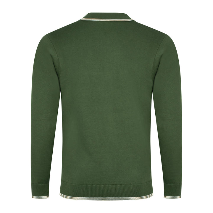 Gabicci Vintage Carlson Tonal Knit Polo Forest