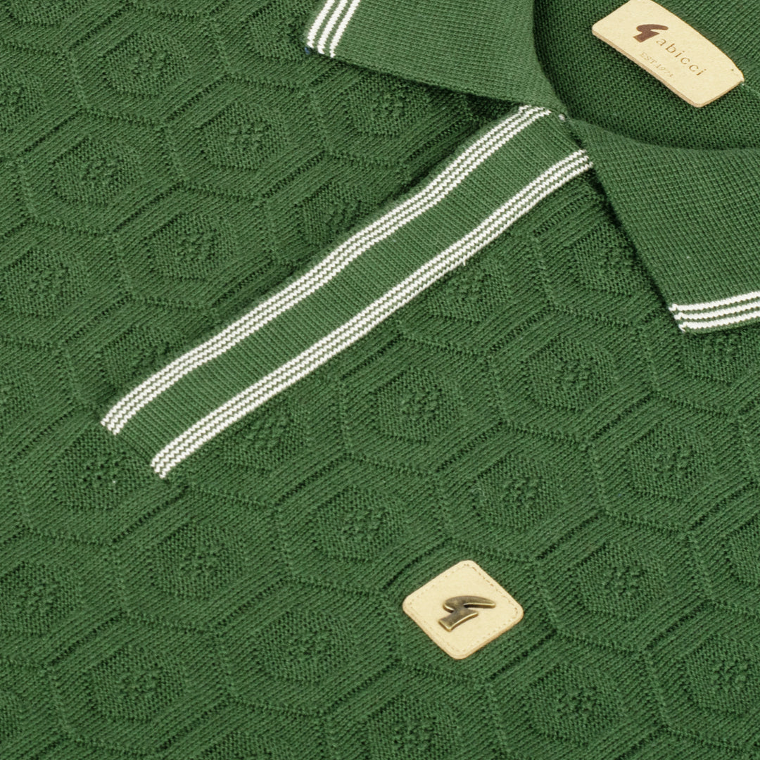 Gabicci Vintage Carlson Tonal Knit Polo Forest