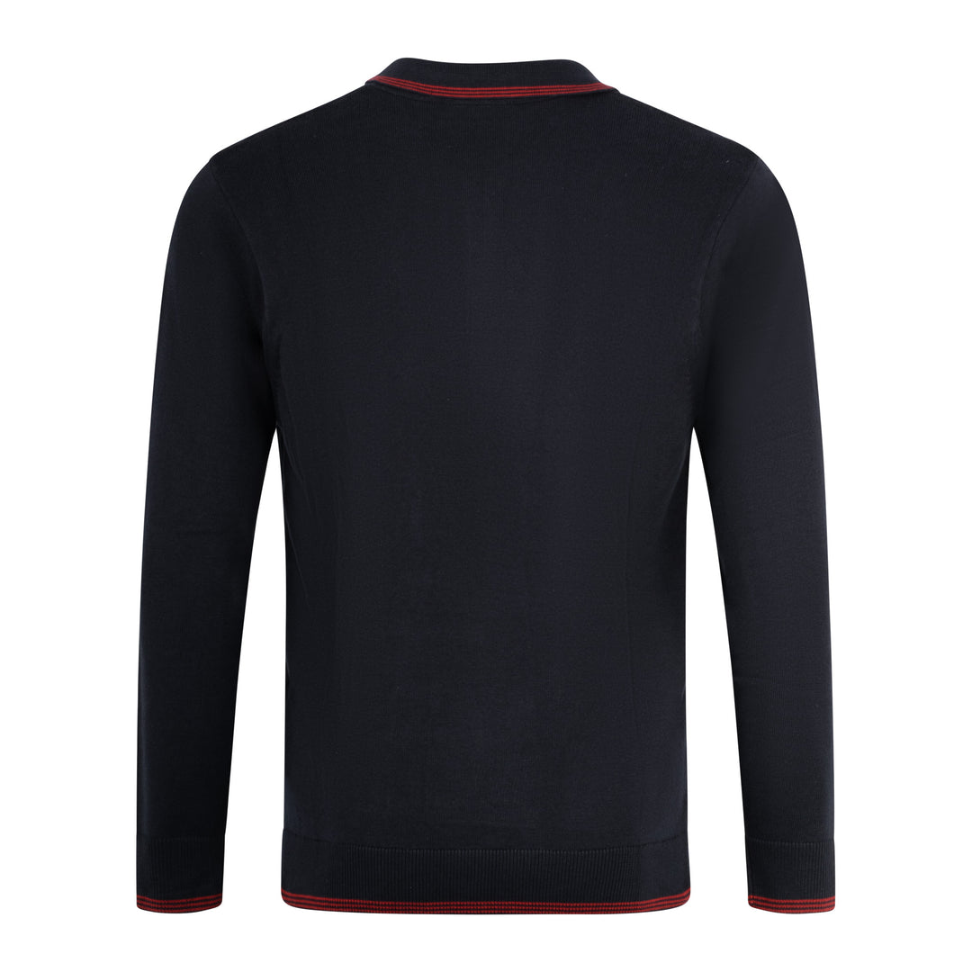 Gabicci Vintage Carlson Tonal Knit Polo Navy