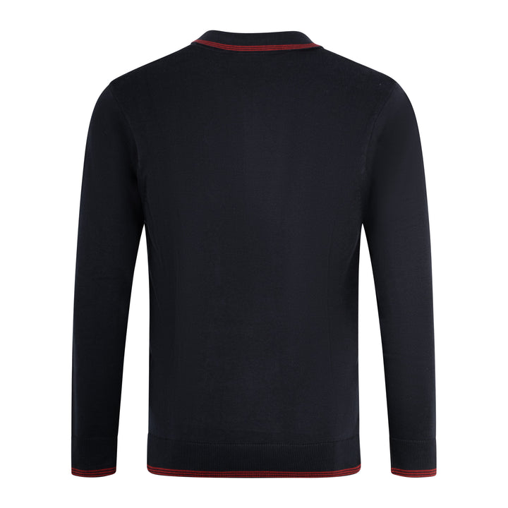 Gabicci Vintage Carlson Tonal Knit Polo Navy