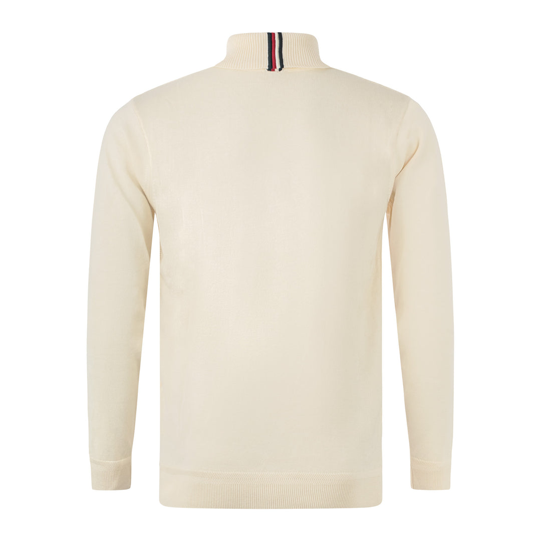 Gabicci Vintage Leonardo Cable Knit Roll Neck Cream
