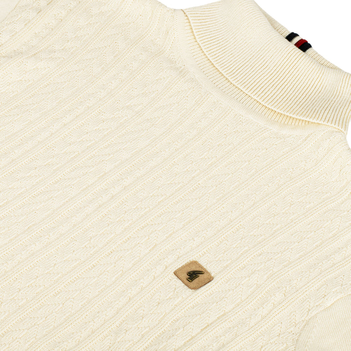 Gabicci Vintage Leonardo Cable Knit Roll Neck Cream