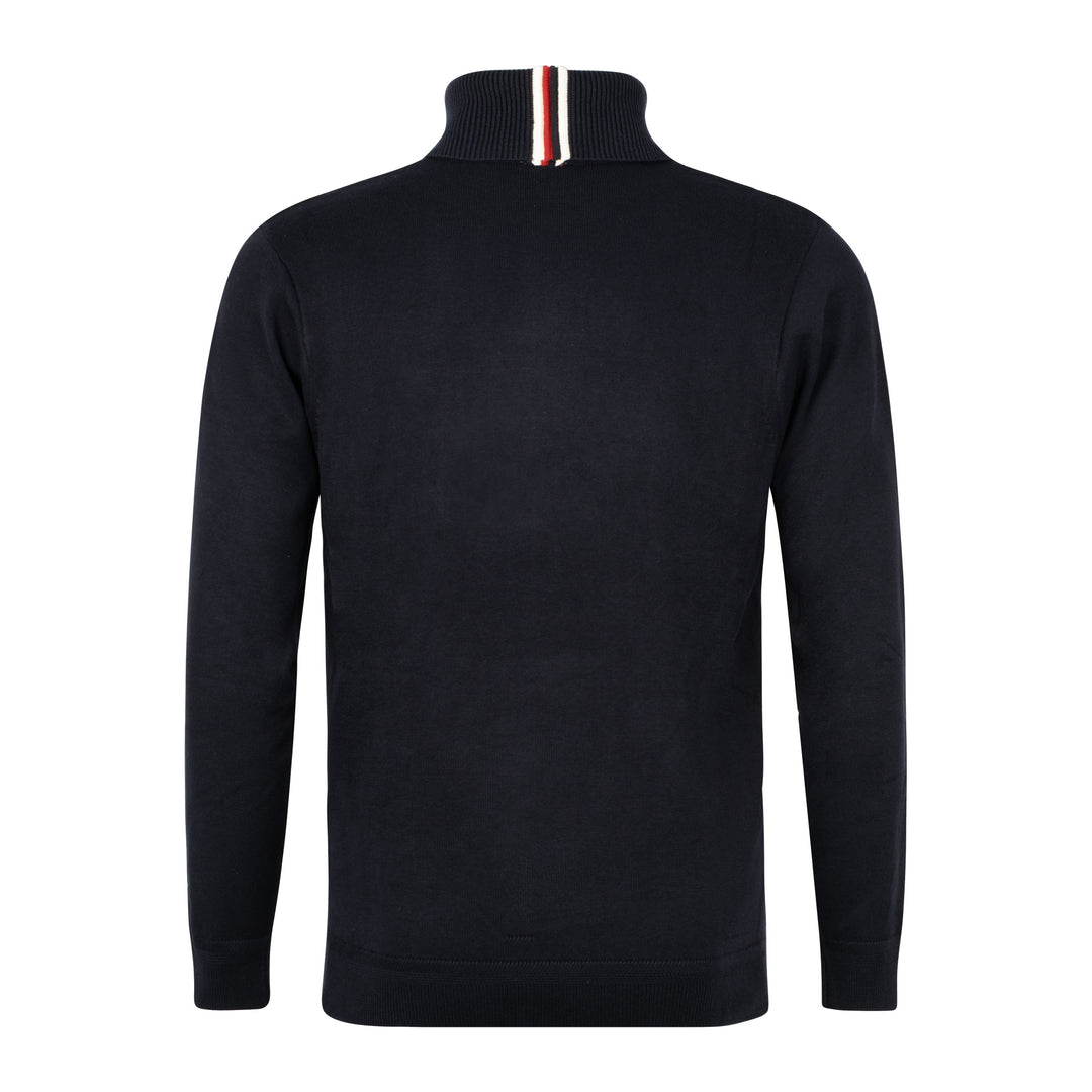 Gabicci Vintage Leonardo Cable Knit Roll Neck Navy