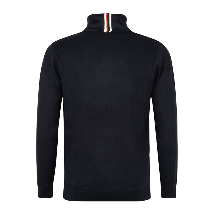 Gabicci Vintage Leonardo Cable Knit Roll Neck Navy