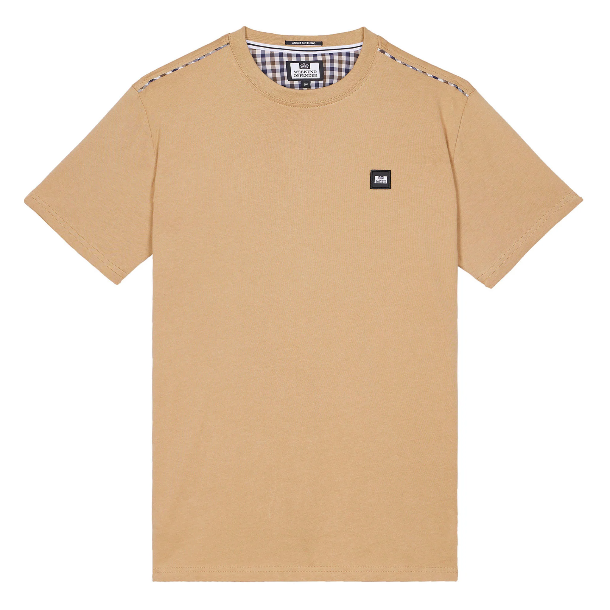 Weekend Offender Manuel Check Trim T-Shirt Cognac