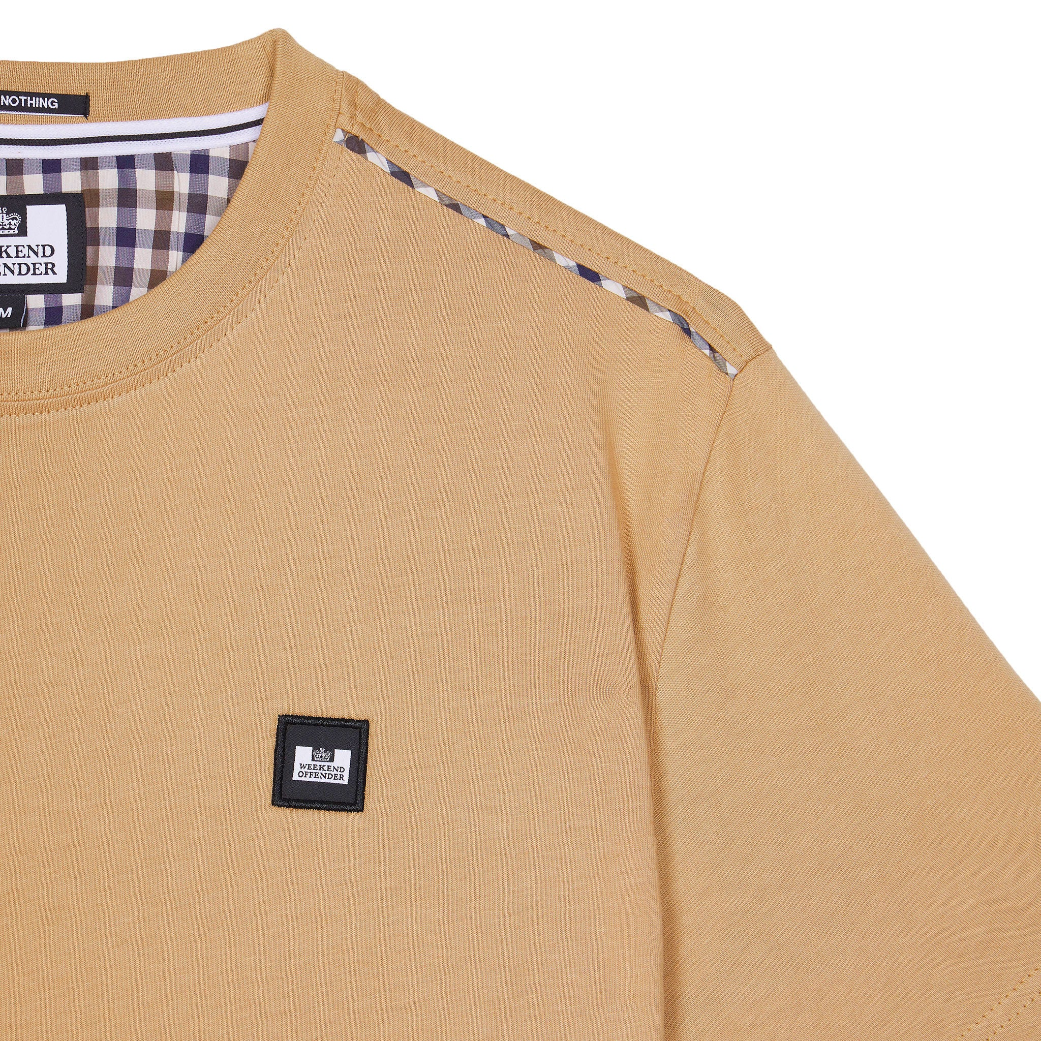 Weekend Offender Manuel Check Trim T-Shirt Cognac