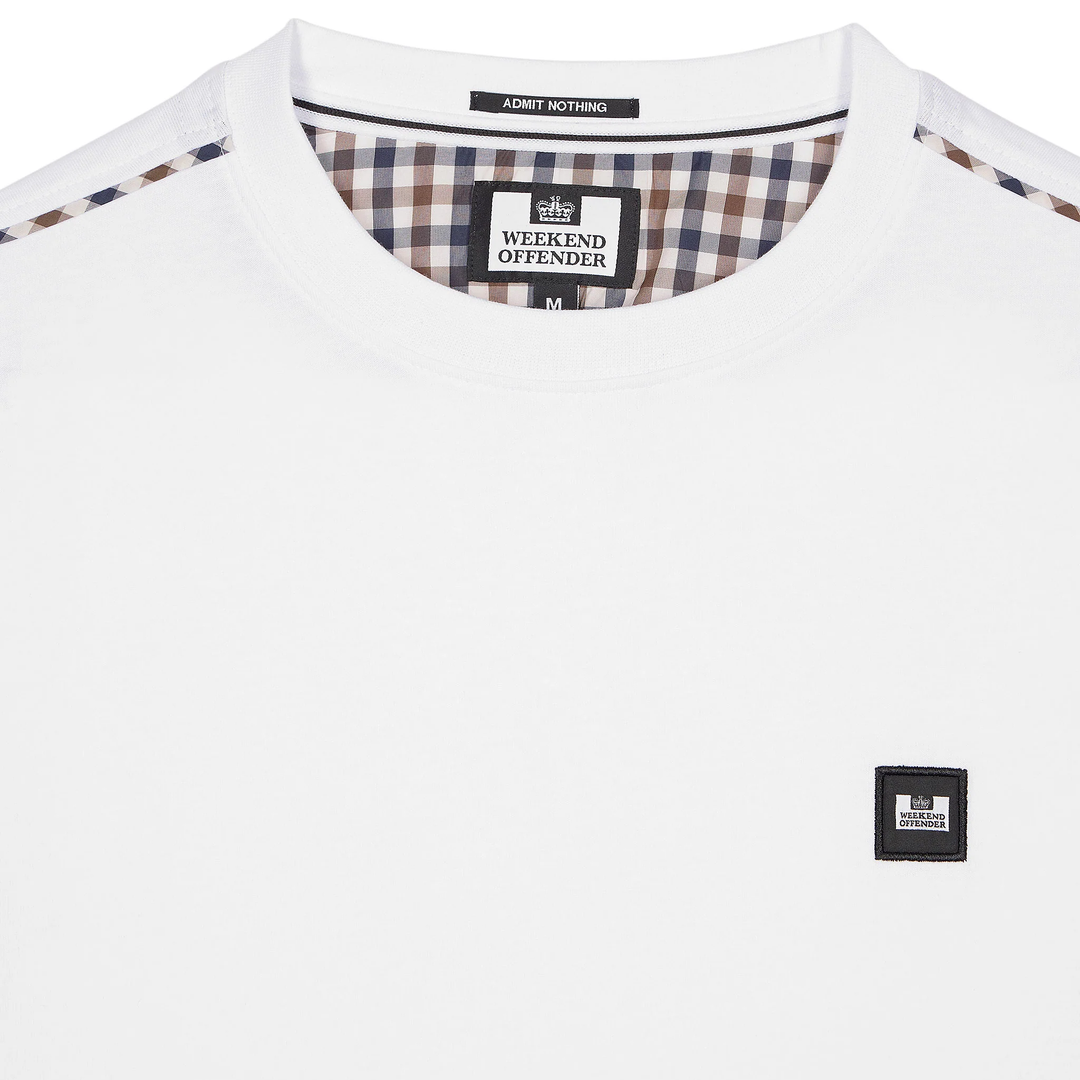 Weekend Offender Manuel Check Trim T-Shirt White