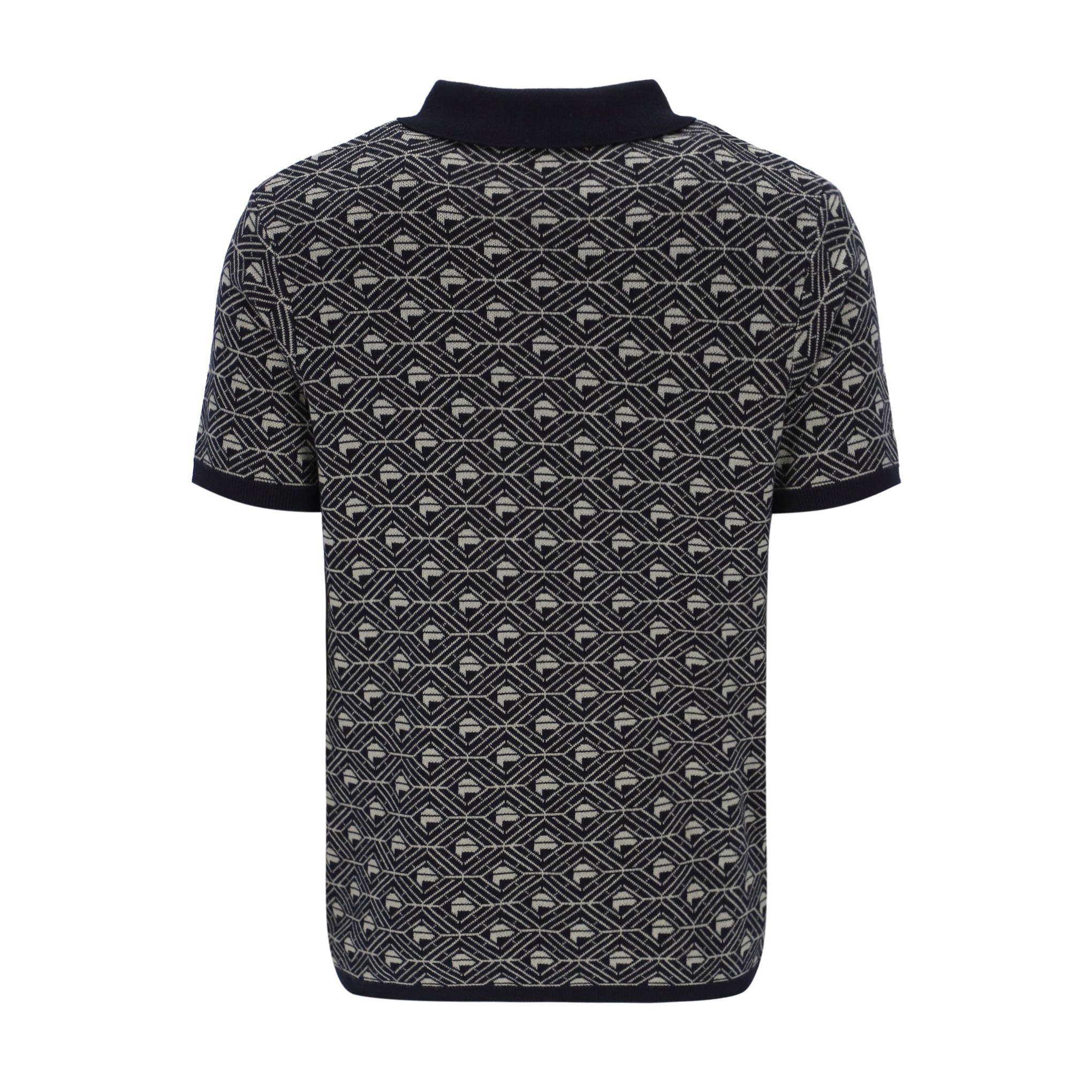 Fila Gold Zano Pattern Polo Shirt Black