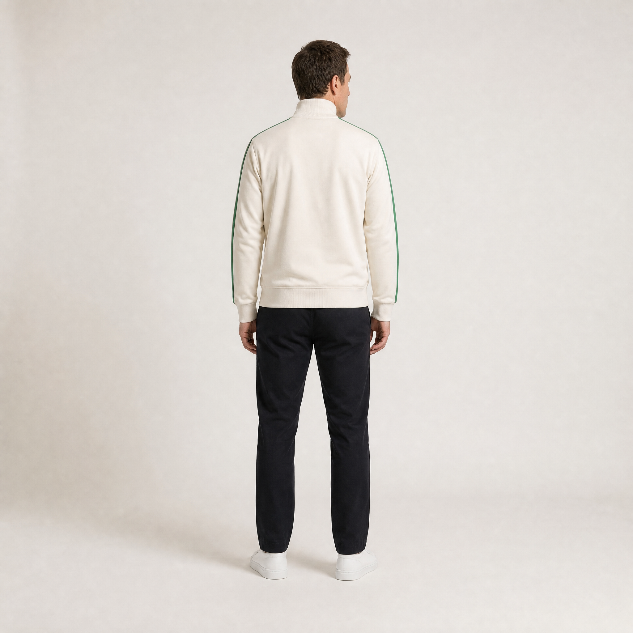Trojan Twin Stripe Track Top White - model back