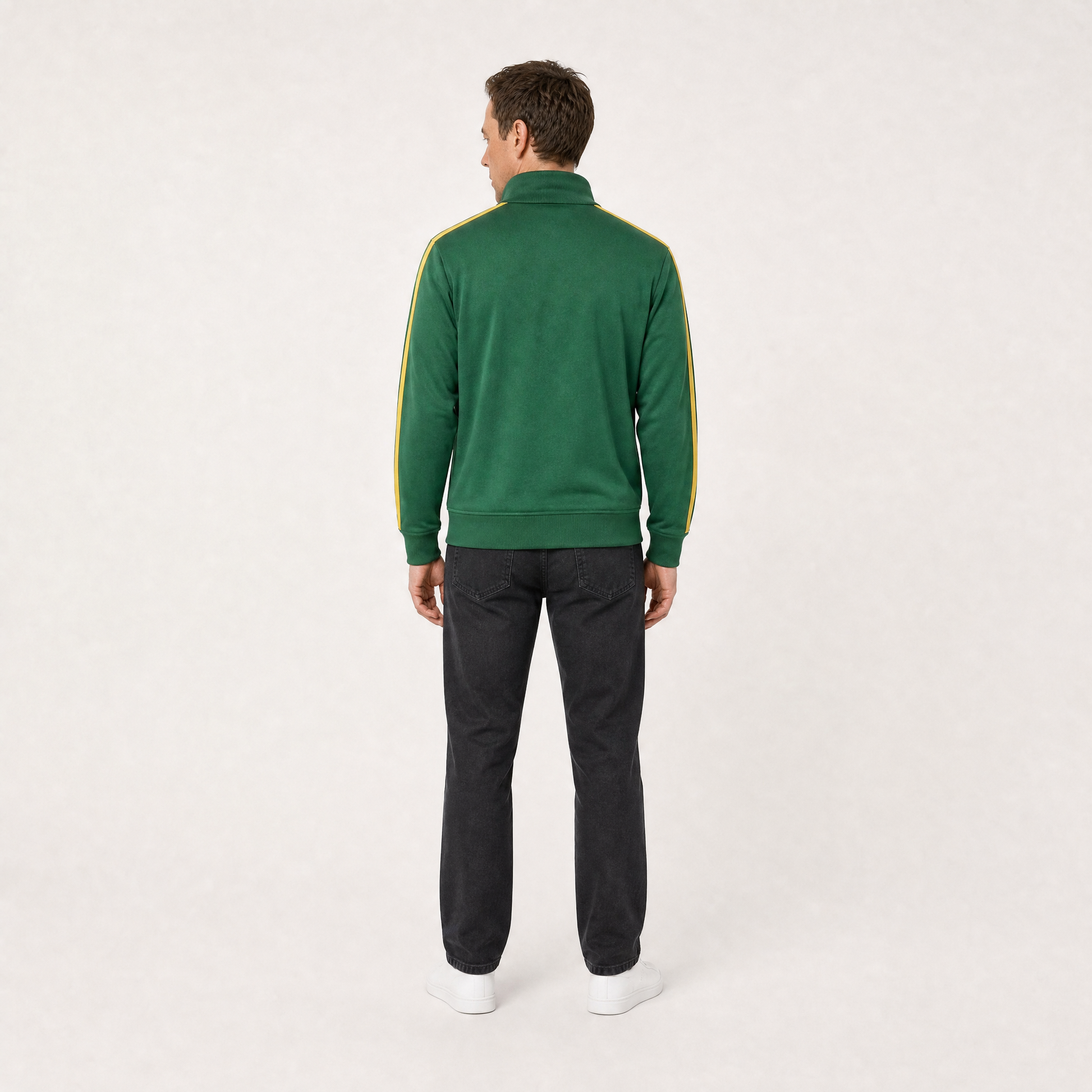 Trojan Twin Stripe Track Top Green - model back