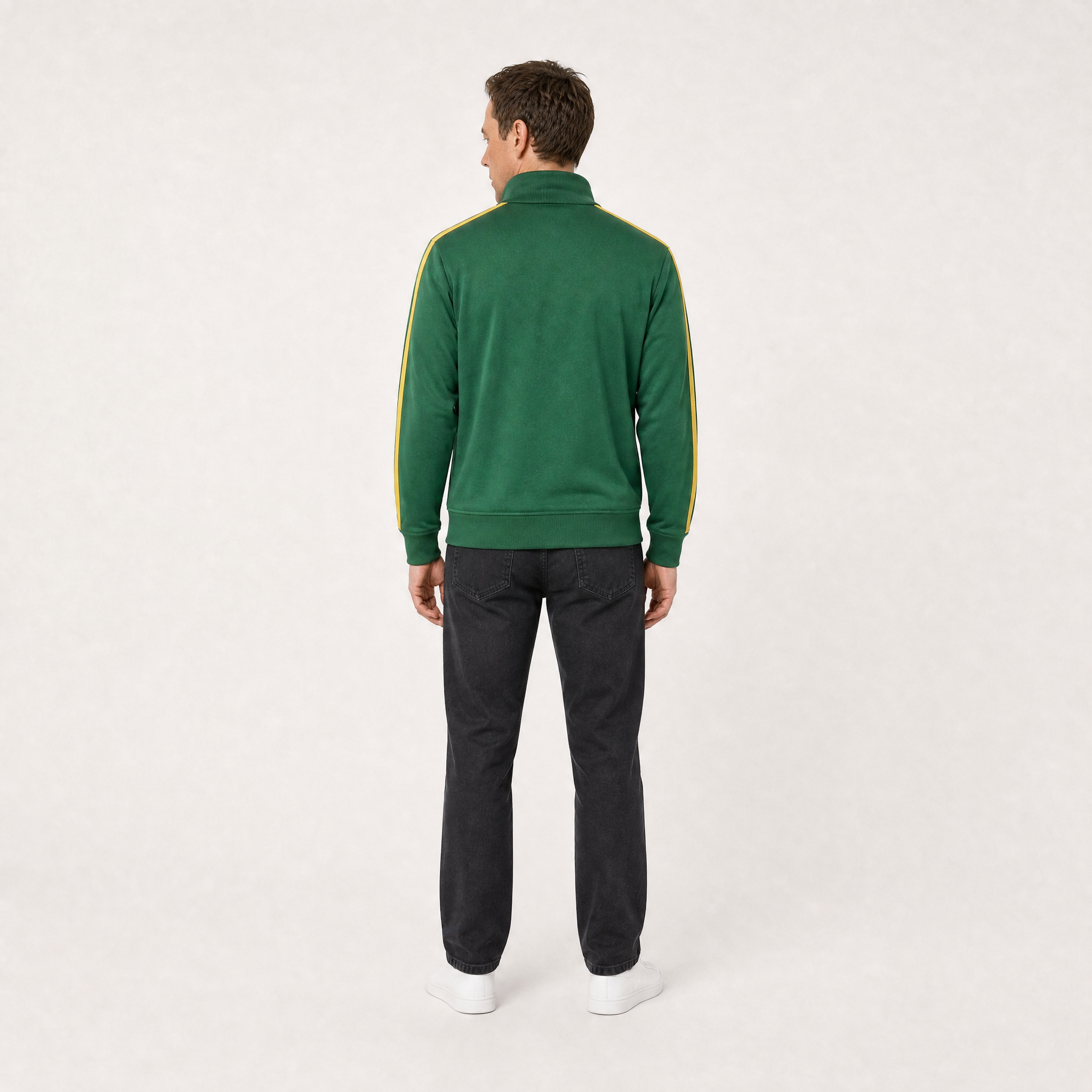 Trojan Twin Stripe Track Top Green - model back