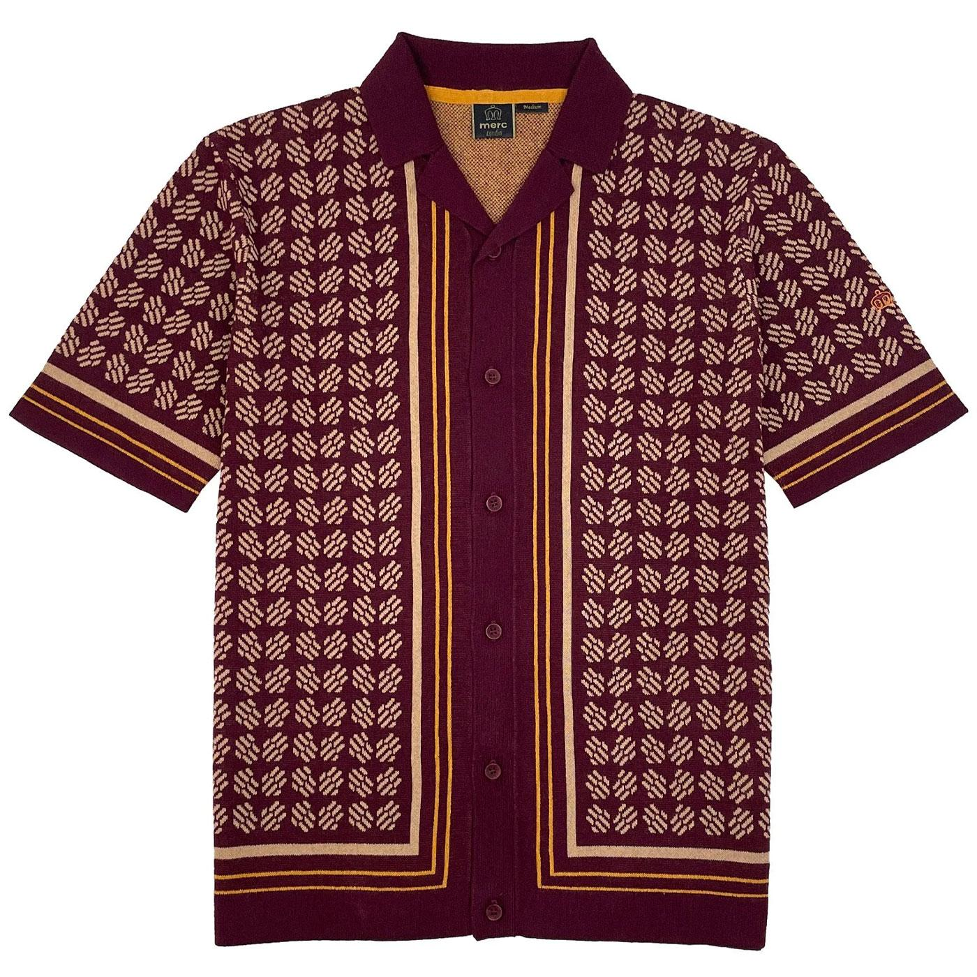 Merc London Dennis Knit Shirt Burgundy
