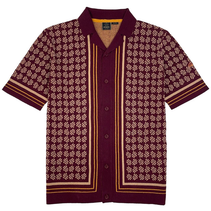 Merc London Dennis Knit Shirt Burgundy