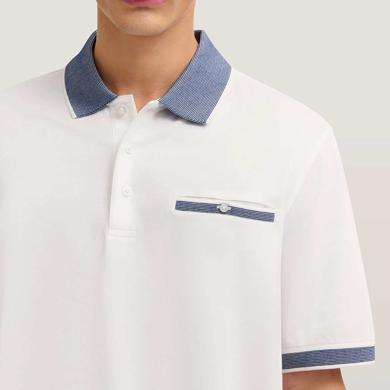 Bugatti Textured Collar Polo Shirt White
