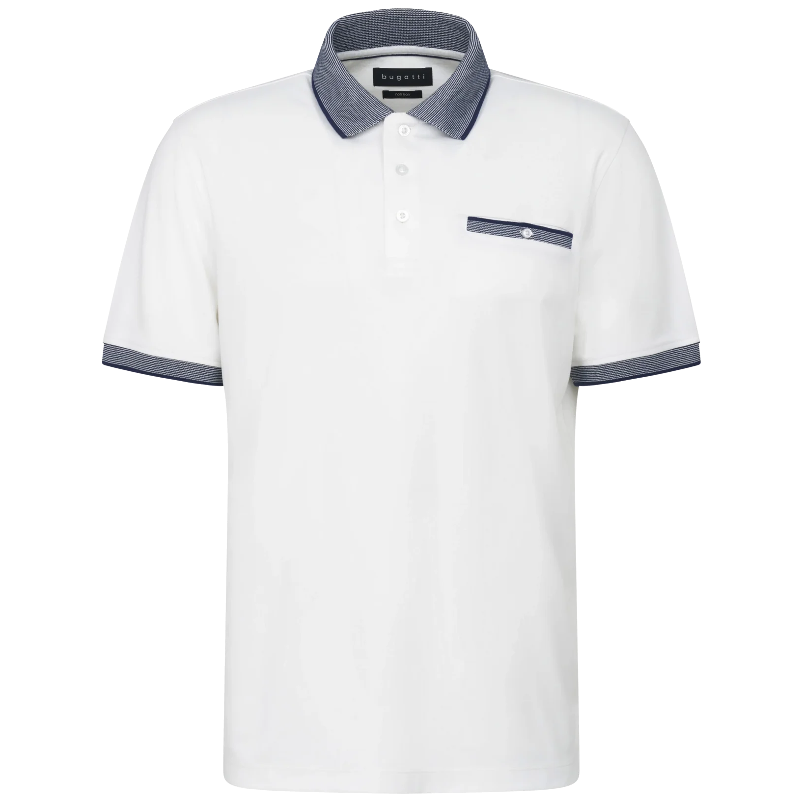 Bugatti Textured Collar Polo Shirt White