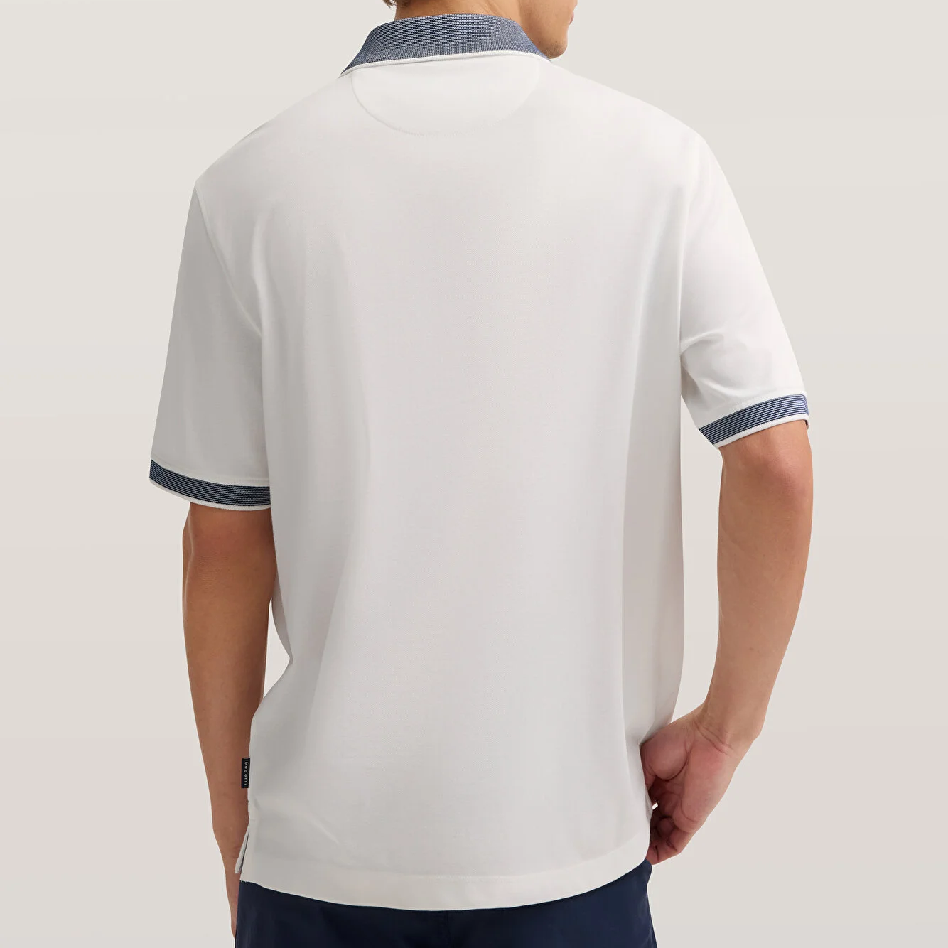 Bugatti Textured Collar Polo Shirt White