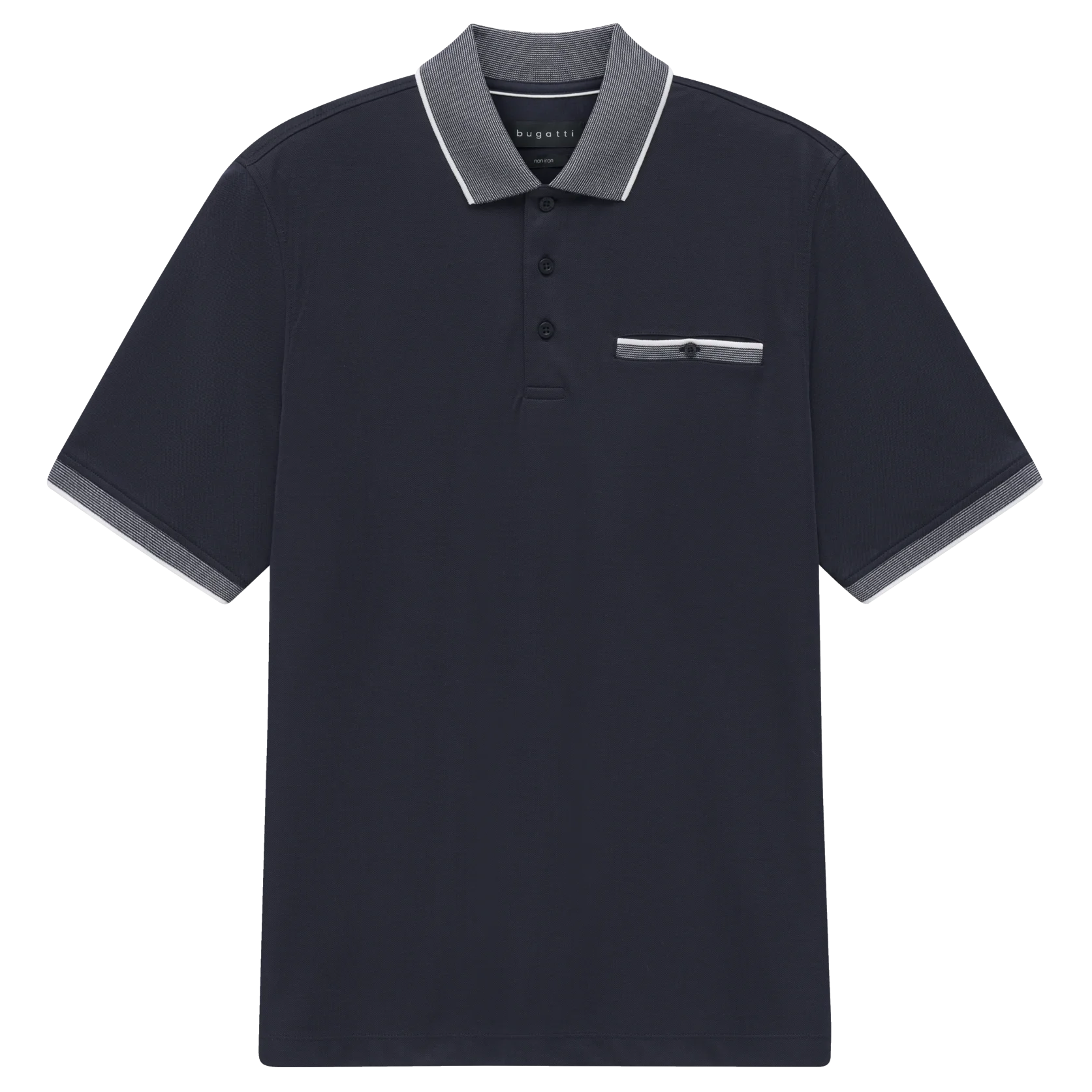 Bugatti Textured Collar Polo Shirt Navy