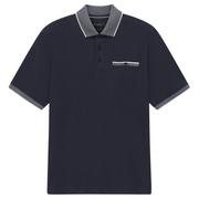 Bugatti Textured Collar Polo Shirt Navy