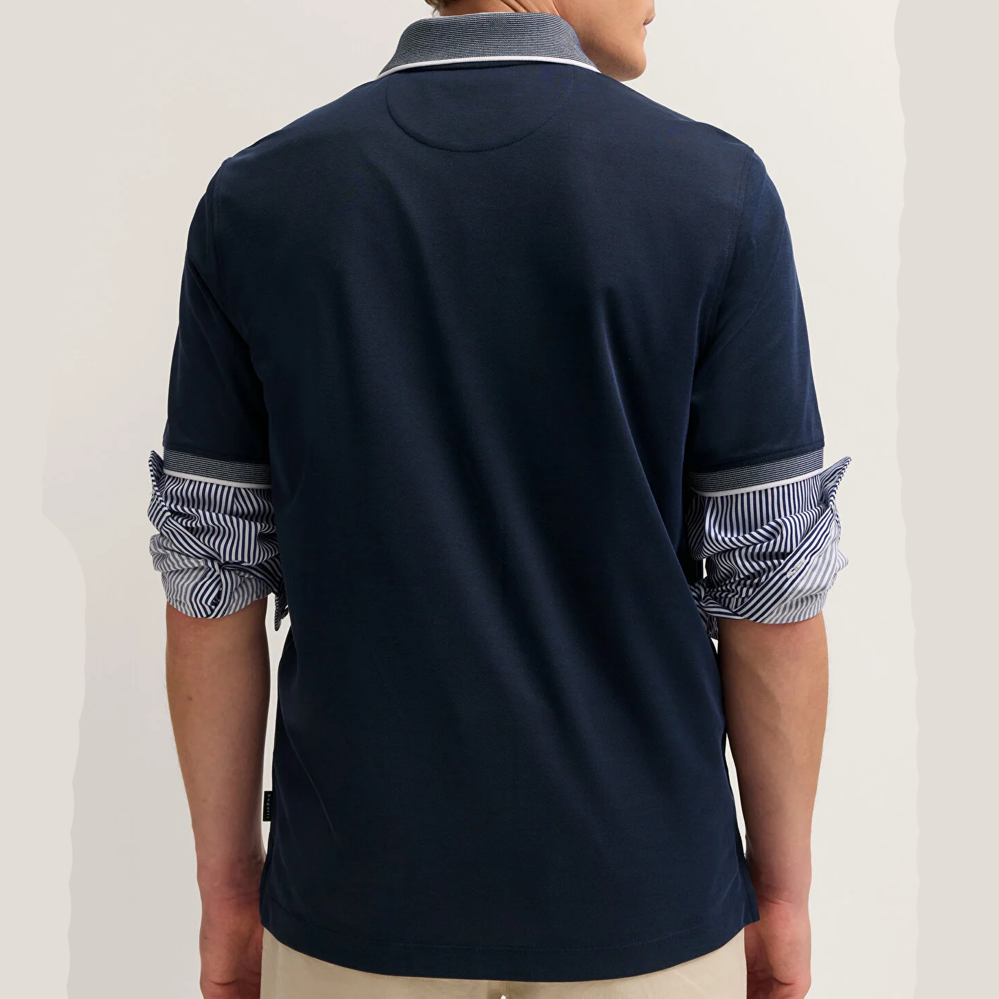 Bugatti Textured Collar Polo Shirt Navy
