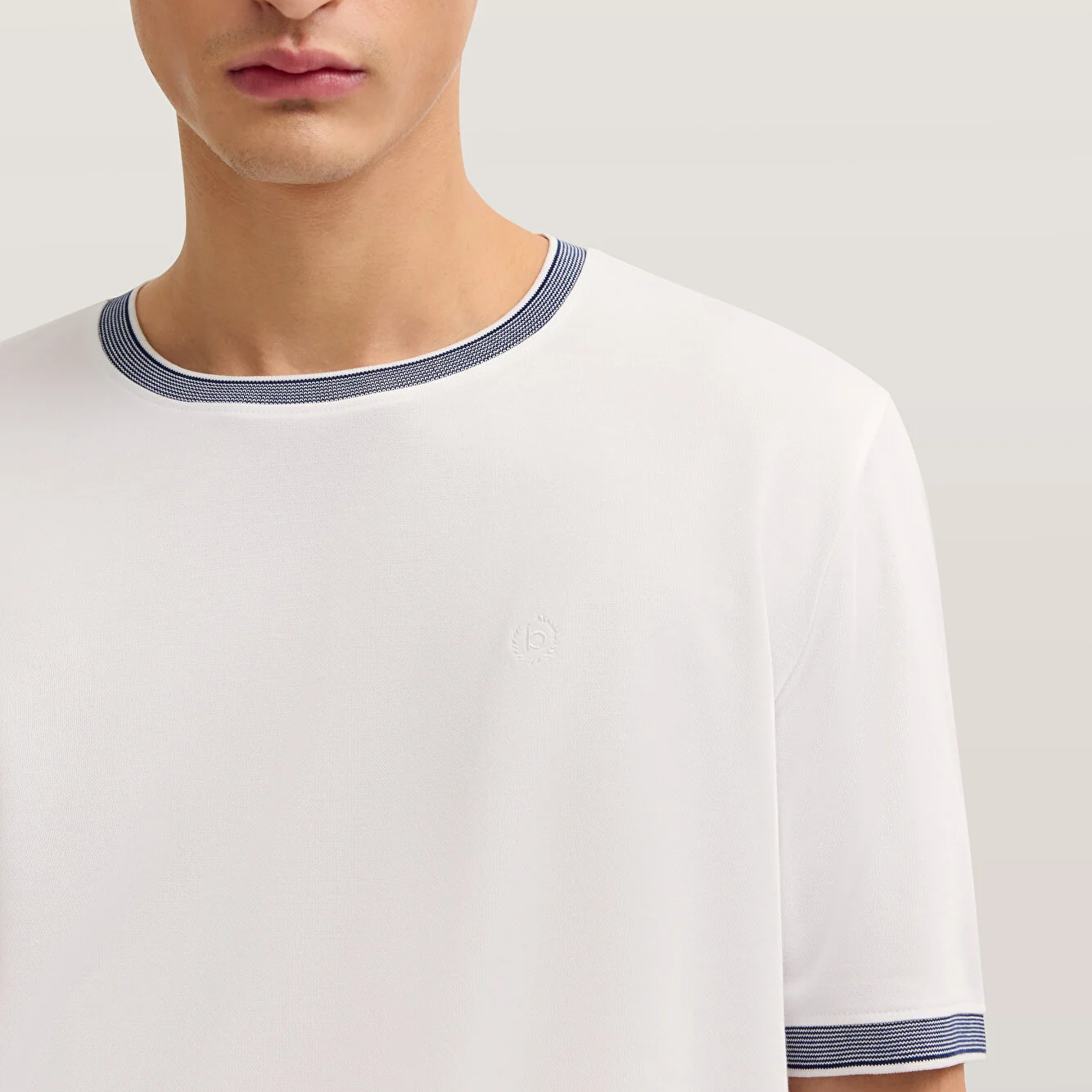 Bugatti Textured Collar T-Shirt White