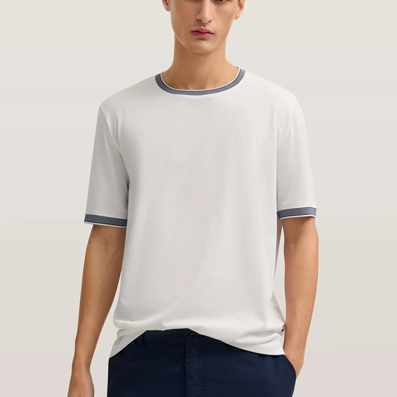 Bugatti Textured Collar T-Shirt White