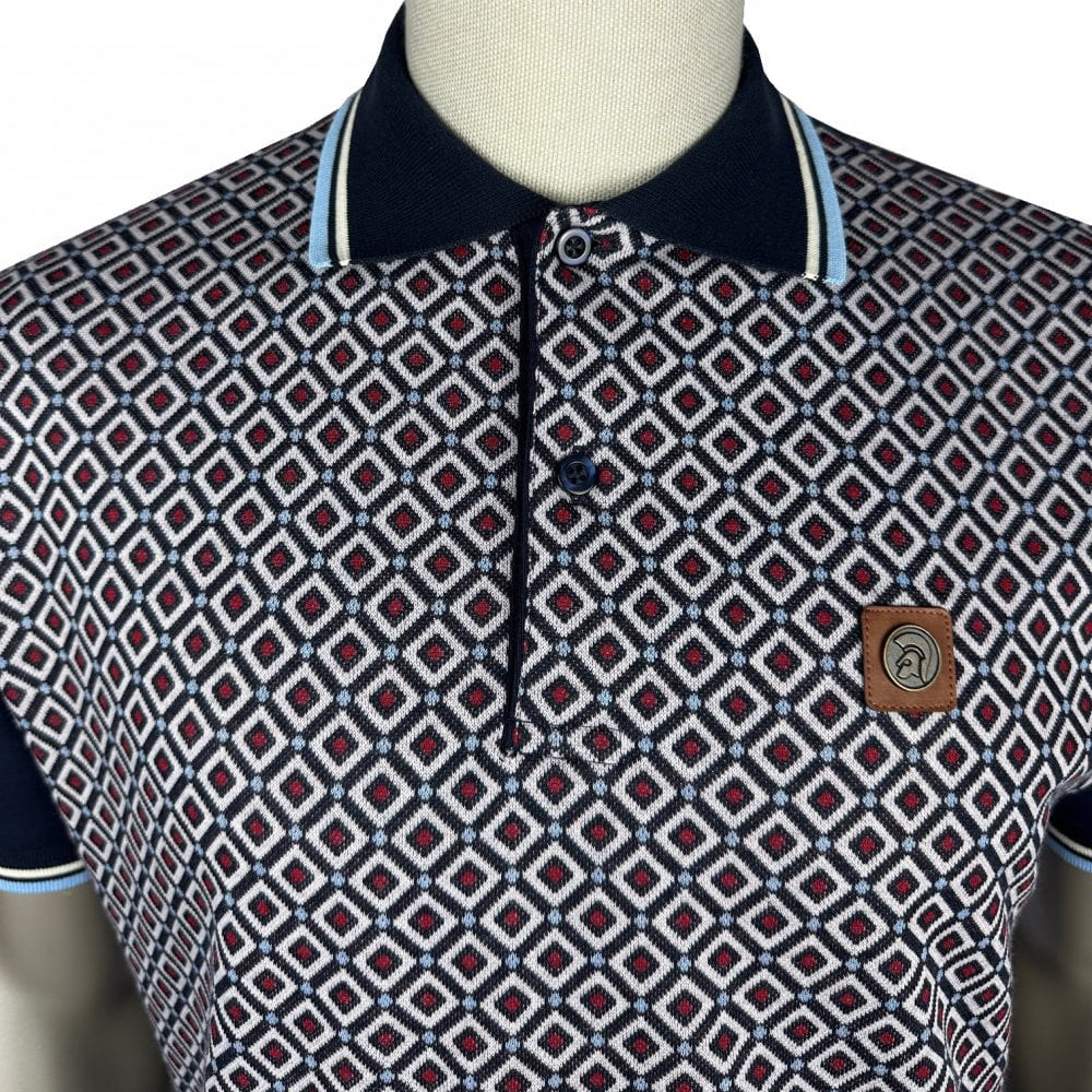 Trojan Diamond Panel Polo Navy