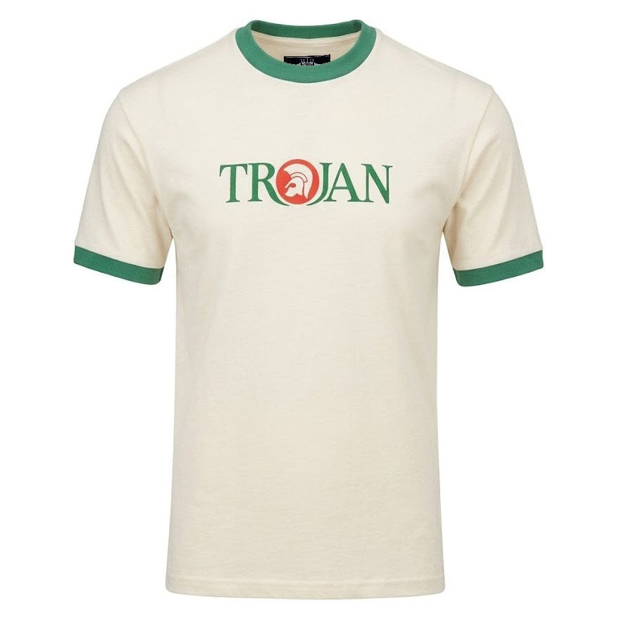 Trojan Logo Ringer T-Shirt White