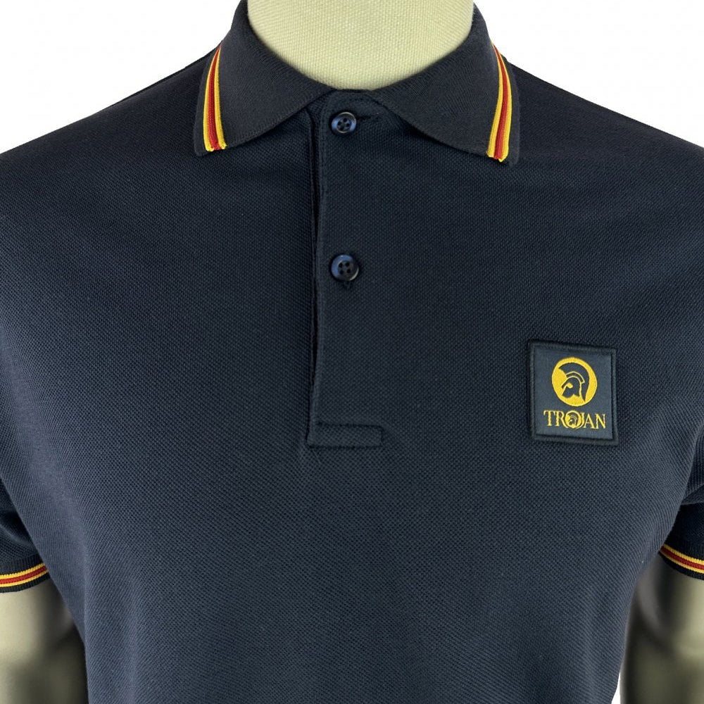Trojan Tipped Pique Polo Navy