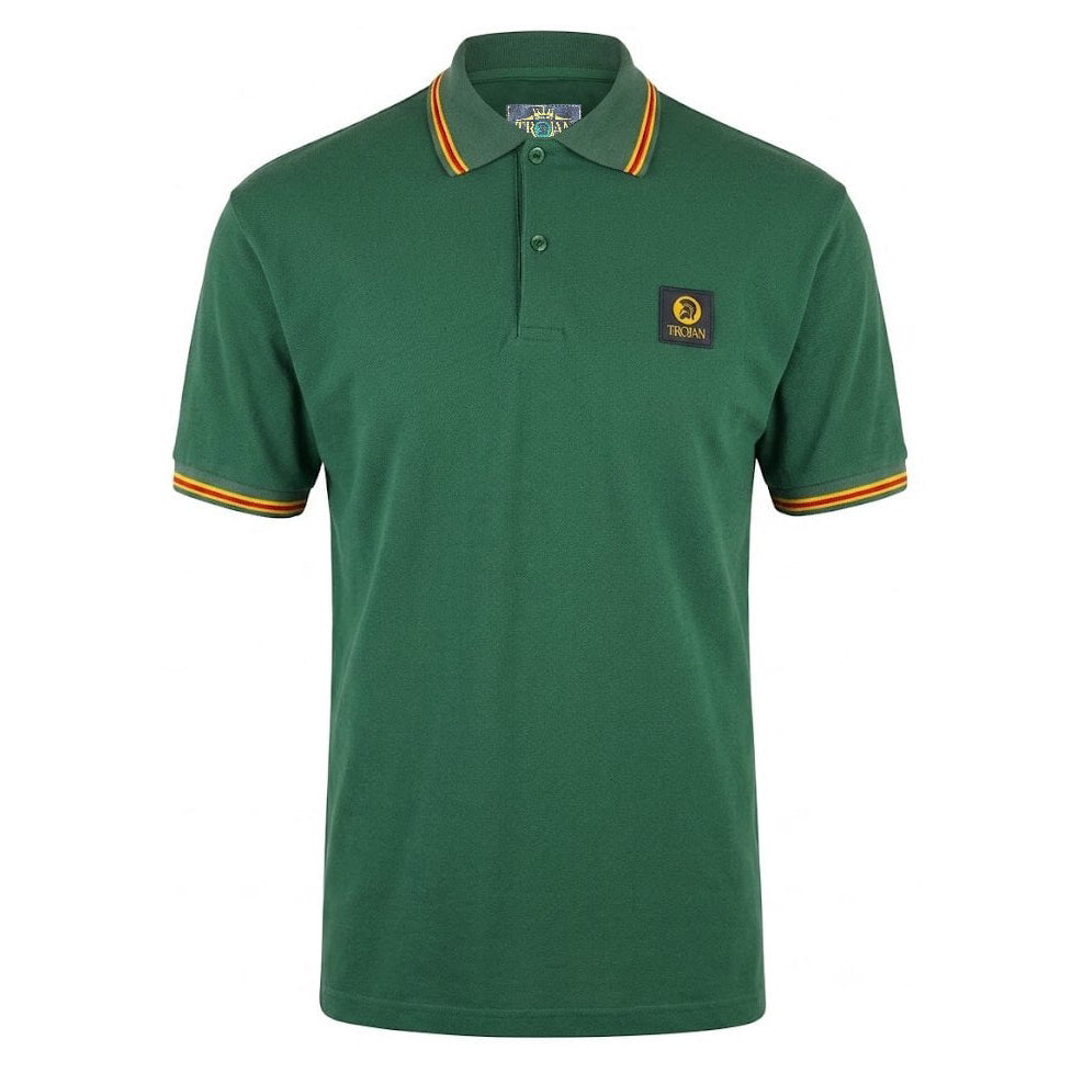 Trojan Tipped Pique Polo Green