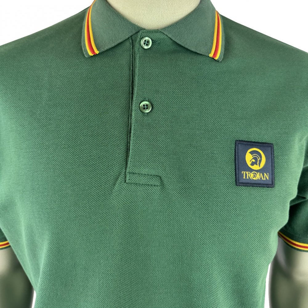 Trojan Tipped Pique Polo Green