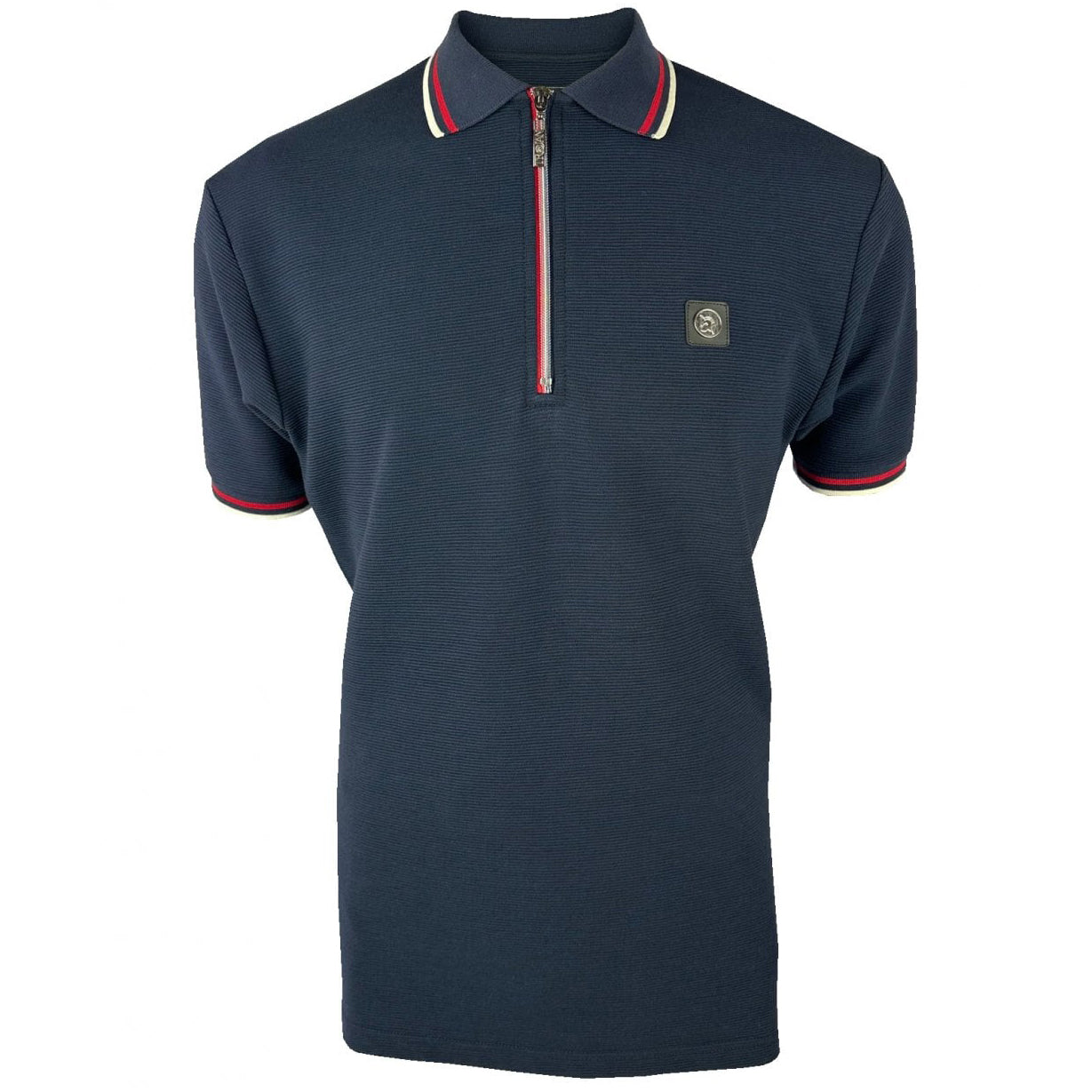 Trojan Ottoman Zip Polo Shirt Navy