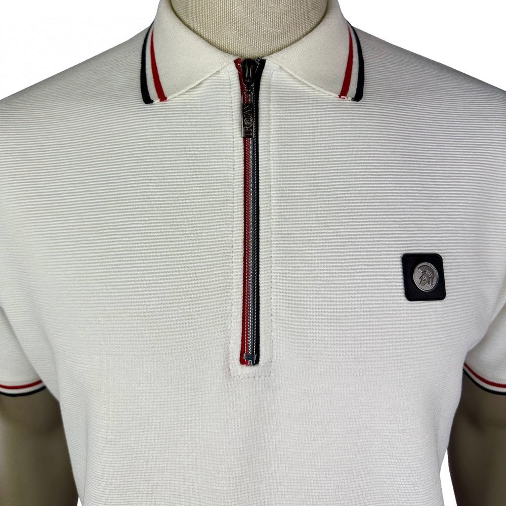 Trojan Ottoman Zip Polo Shirt White