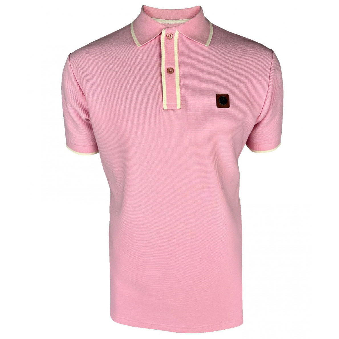 Trojan Ottoman Stripe Polo Shirt Pink