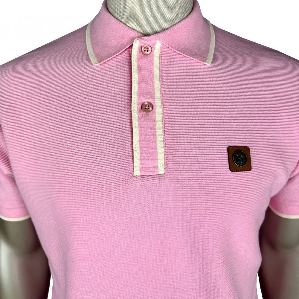 Trojan Ottoman Stripe Polo Shirt Pink