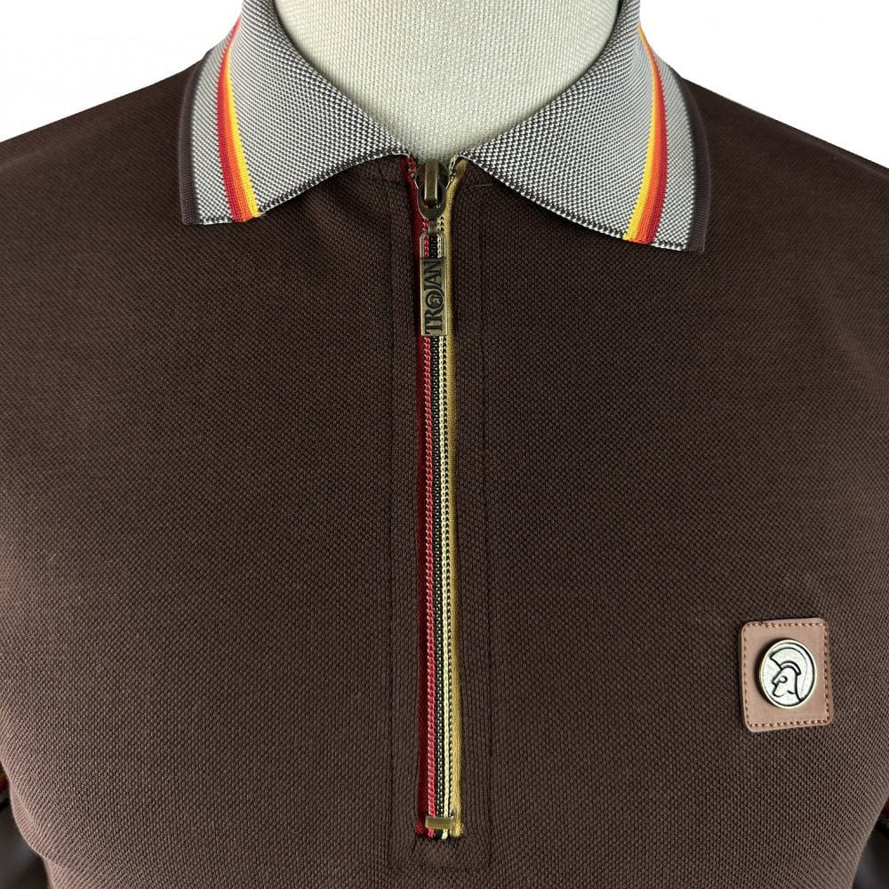 Trojan Oxford Collar Polo Shirt Brown