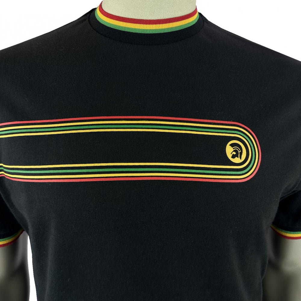 Trojan Retro Stripe T-Shirt Black
