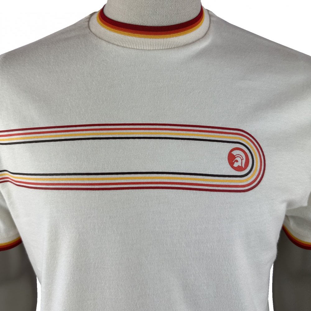Trojan Retro Stripe T-Shirt White