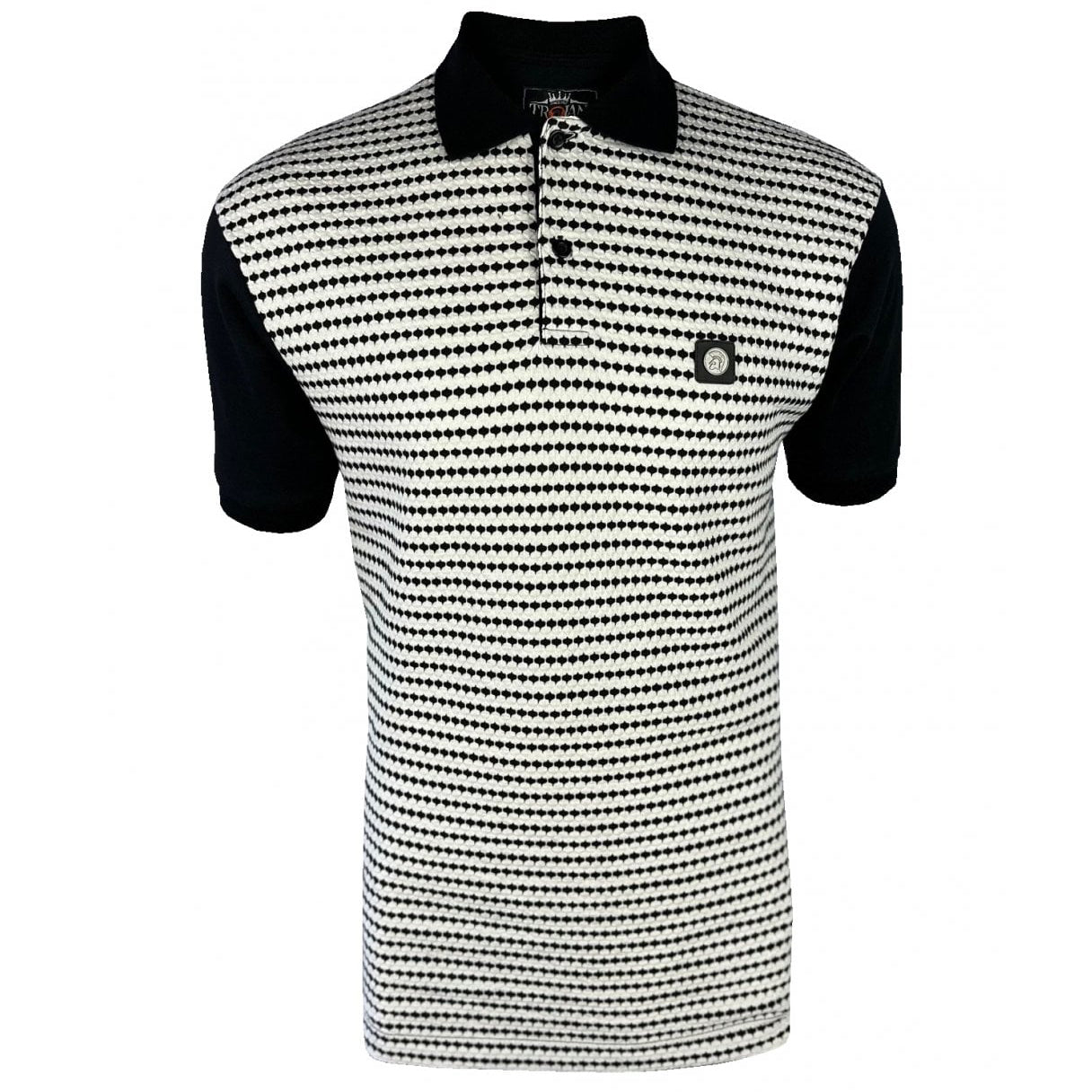 Trojan Textured Stripe Polo Shirt Black