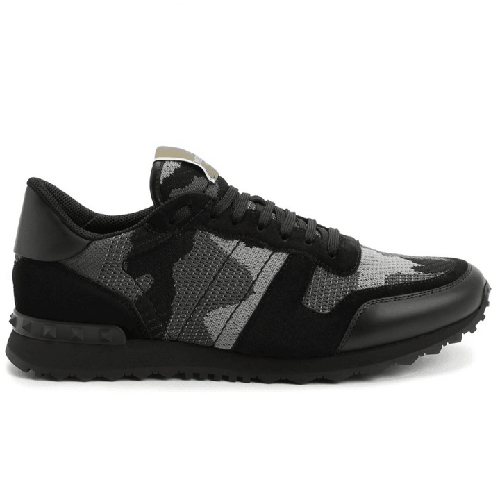 Valentino Mesh Camouflage Rockrunner Trainers Grey & Black