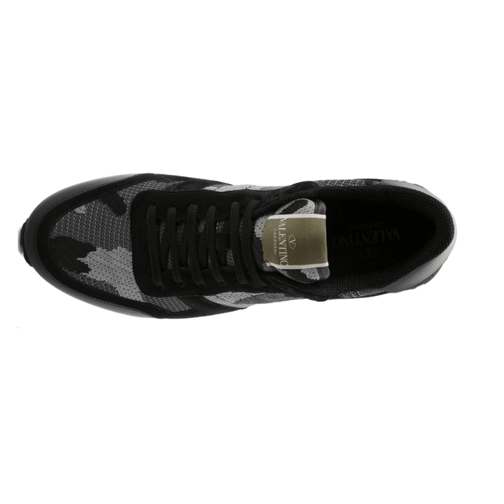 Valentino Mesh Camouflage Rockrunner Trainers Grey & Black