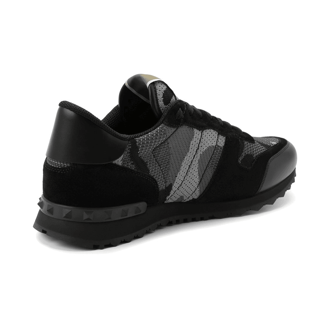 Valentino Mesh Camouflage Rockrunner Trainers Grey & Black