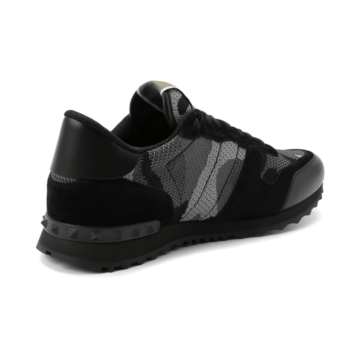 Valentino Mesh Camouflage Rockrunner Trainers Grey & Black