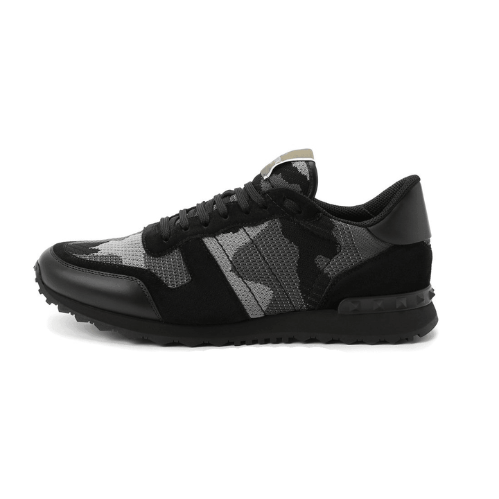 Valentino Mesh Camouflage Rockrunner Trainers Grey & Black