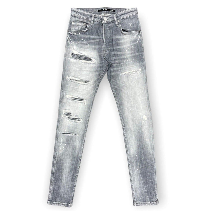 7TH HVN Super Ripped Slim Jeans Grey - Urban Menswear