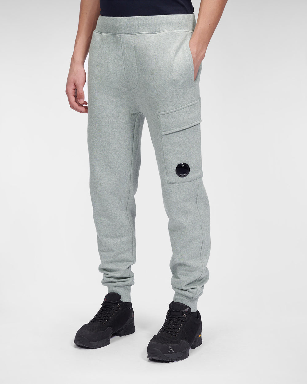 CP Company Diagonal Raised Fleece Joggers Grey Melange - Urban Menswear