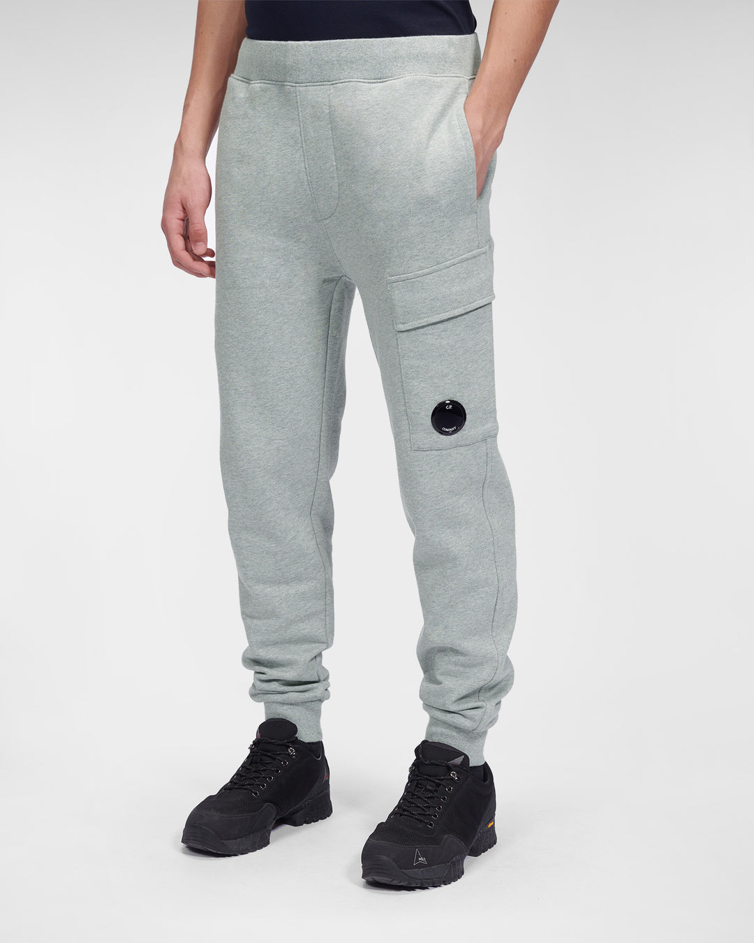 CP Company Diagonal Raised Fleece Joggers Grey Melange - Urban Menswear