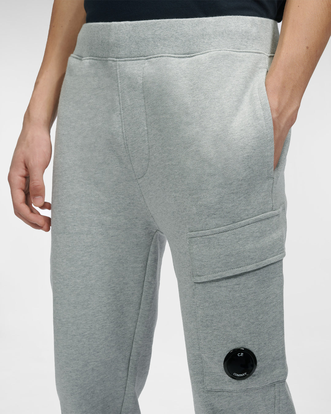CP Company Diagonal Raised Fleece Joggers Grey Melange - Urban Menswear